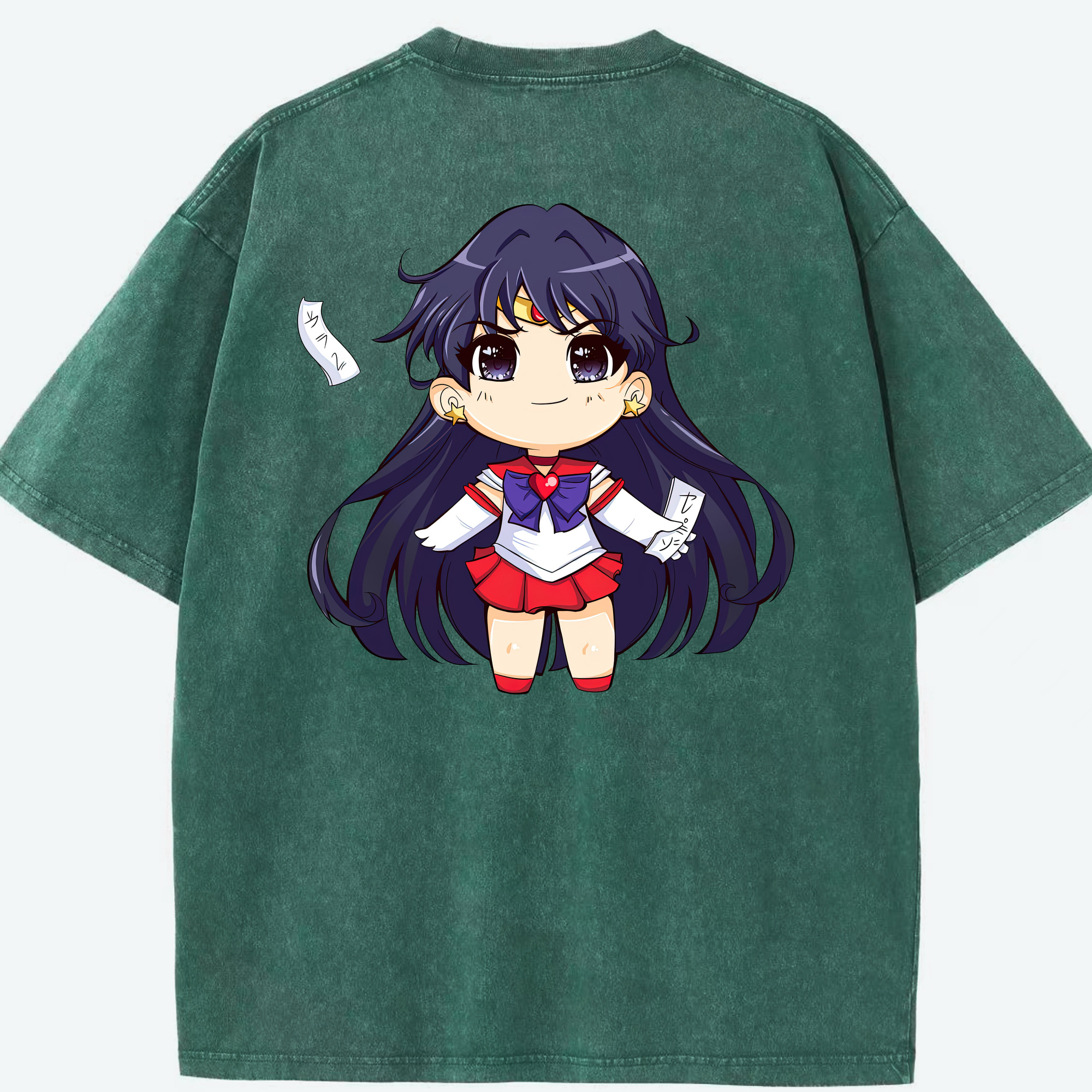 （画像用） 美少女戦士セーラームーン 火野レイ ひの レイ Sailor Moon Hino Rei （セーラーマーズ,Sailor Mars） 綿100% ヴィンテージ風 半袖Tシャツ（背面プリント）